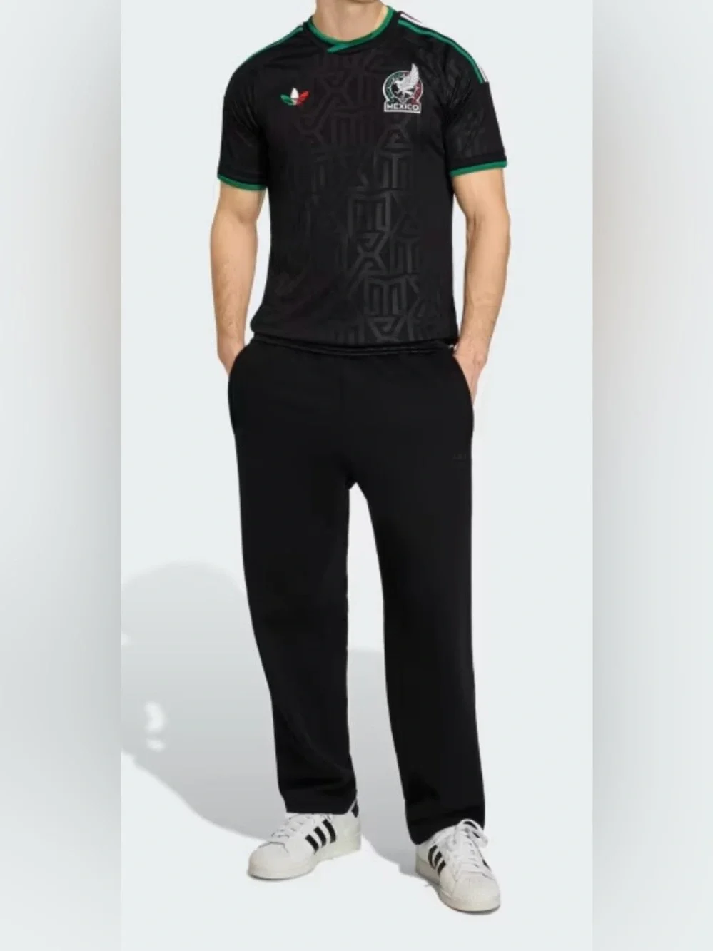 adidas Black Mexico Men's Soccer Jersey with Green Accents - Authenticity Unknow